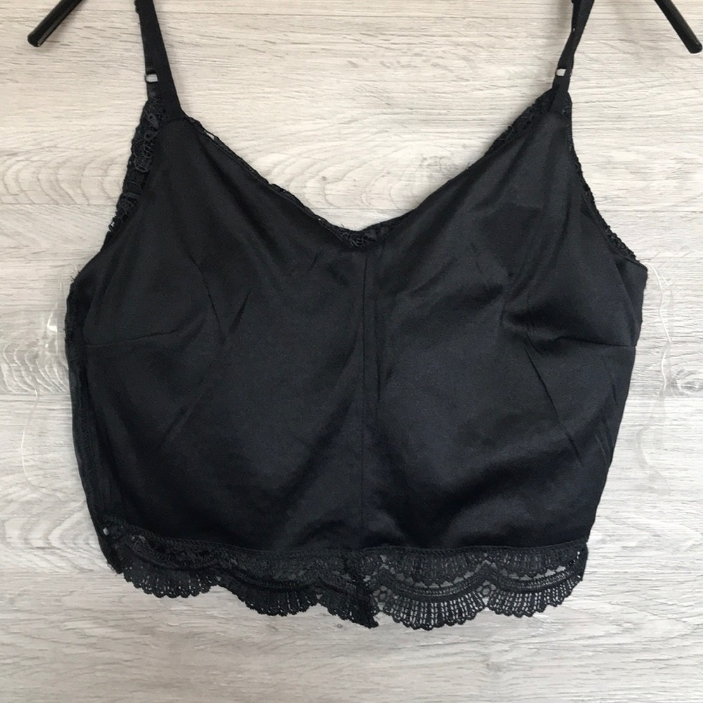 NWT-Women’s Crocheted Soft Lace Cami Top, Black - Picture 6 of 8